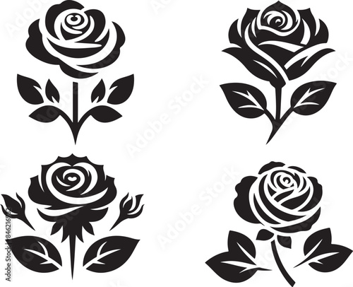 Rose flower vector logo, Rose vector