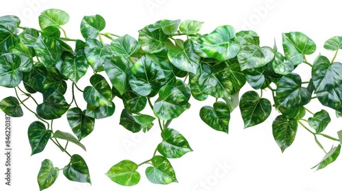 Heart Shaped Leaves of Devil's Ivy or Golden Pothos - Isolated on White Background with Clipping Path Included