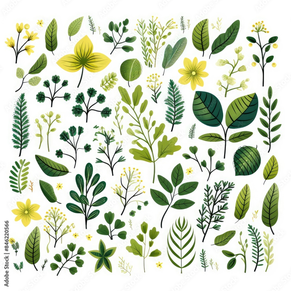Dynamic Greenery and Floral Delights - Vector Dynamic Greenery and Floral Delights - Vector