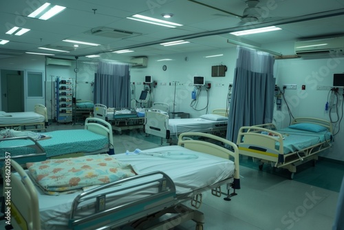 A well-equipped intensive care unit (ICU) in a modern Indian hospital