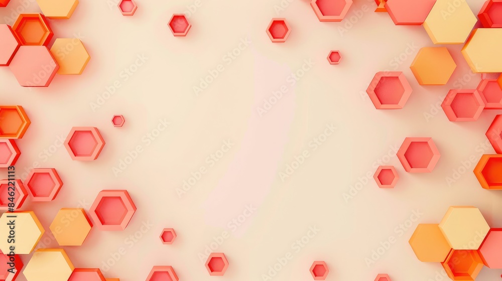 bright red and orange hexagonal honeycombs, light background