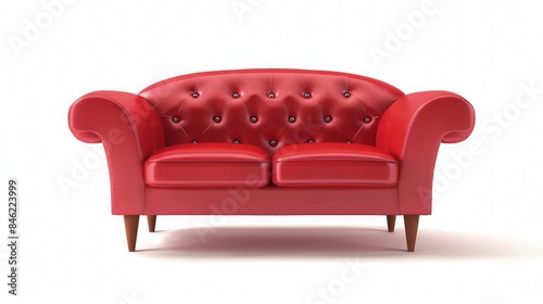 Cartoon Red Sofa Talking Looped Video White Background.