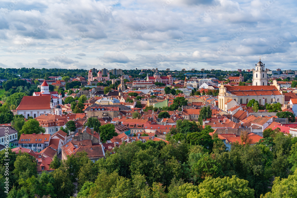 Fototapeta premium Panoramic view of the old town of Vilnius, Lithuania