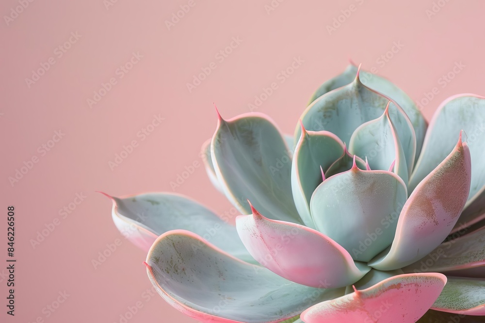 Craft a minimalist yet captivating frontal image of a succulent, concentrating on its geometric shapes and soft color gradients, suitable for a modern art gallery, Craft a minimalist yet captivating frontal image of a succulent, concentrating on its geometric shapes and soft color gradients, suitable for a modern art gallery,