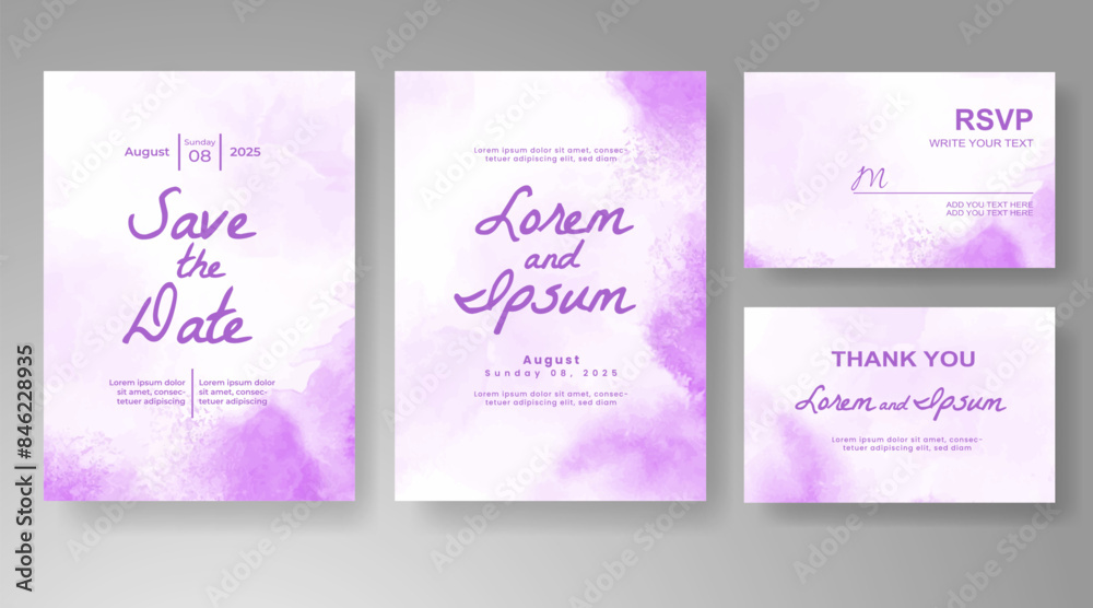 Wedding invitation with abstract watercolor background Wedding invitation with abstract watercolor background