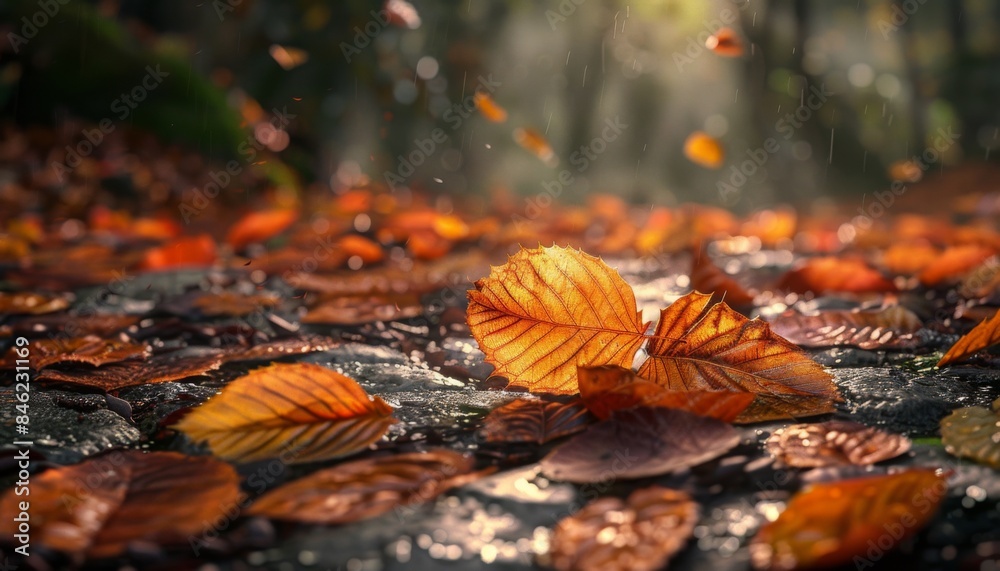 textures of fallen leaves on the ground. Images under this category should emphasize the patterns, shapes, and colors of individual leaves, providing a close-up view of their unique characteristics textures of fallen leaves on the ground. Images under this category should emphasize the patterns, shapes, and colors of individual leaves, providing a close-up view of their unique characteristics