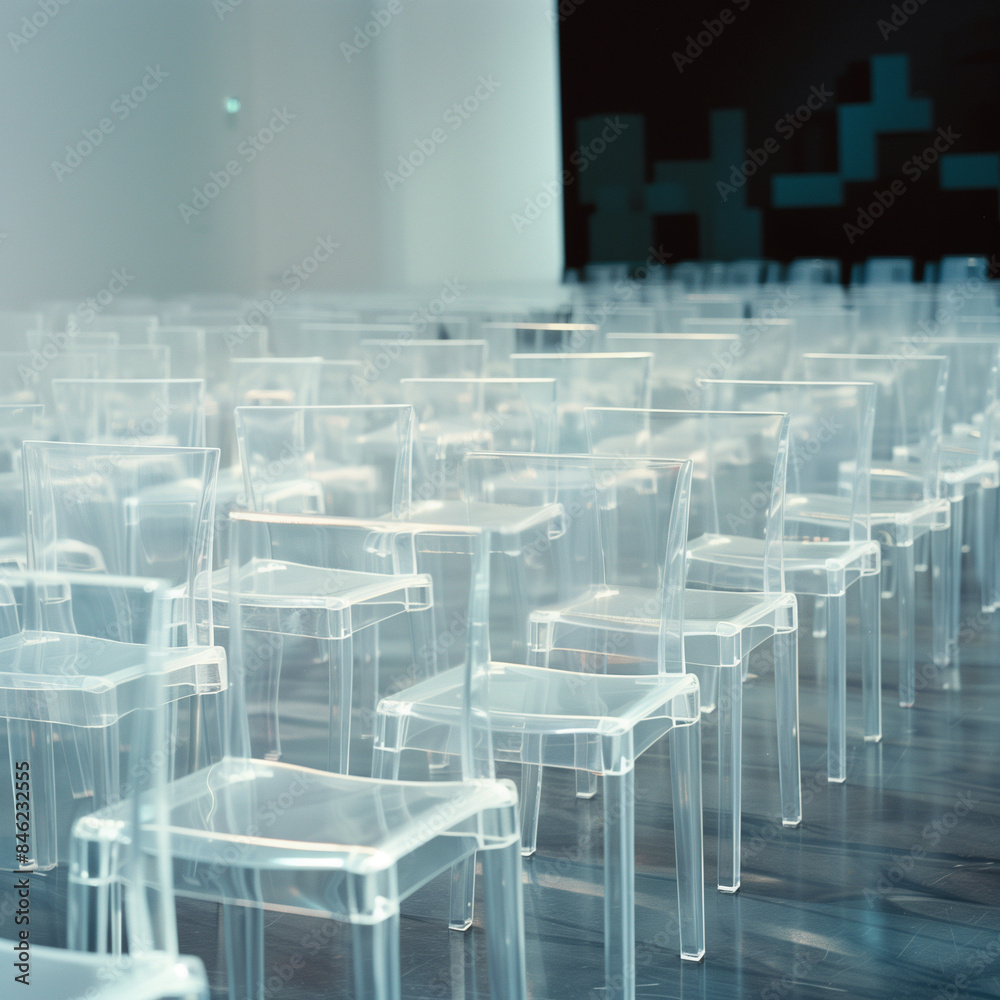 Obraz premium Artful Display: A Vacant Exhibition Hall with Transparent