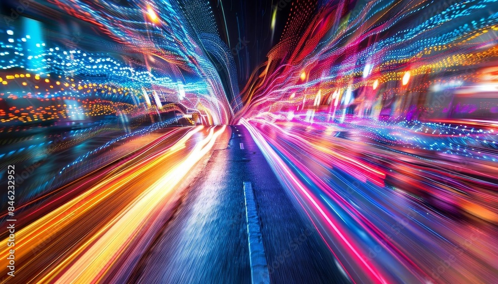 Digital network with motion blur, Digital network with motion blur,