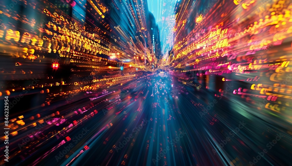 Fototapeta premium Digital network with motion blur,