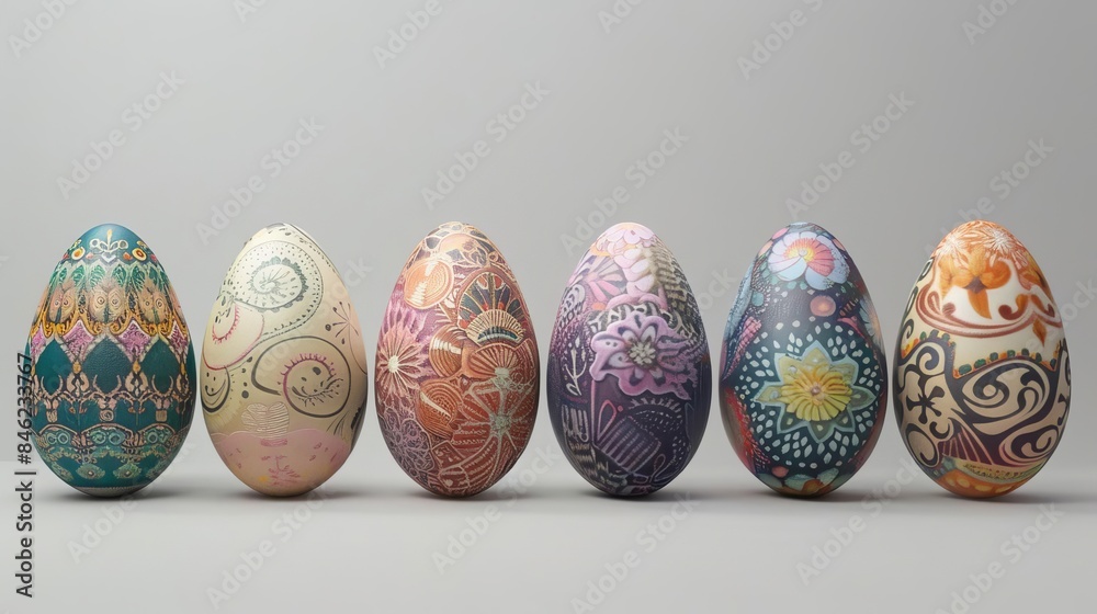 Easter eggs with intricate patterns, Easter eggs with intricate patterns,