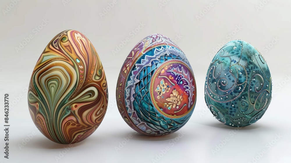 Easter eggs with intricate patterns, Easter eggs with intricate patterns,