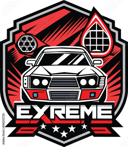 Vintage Extrema Red Classic Muscle car emblem for t shirt template vector illustrations generated Ai