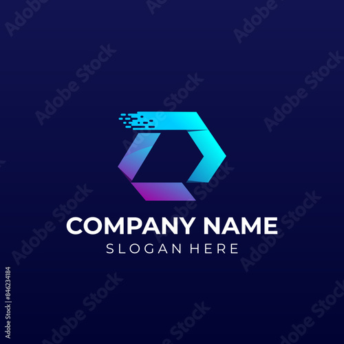 D Letter Logo Design, D Technology Logo Design Concept Vector. Initial Letter D Tech Logo Template