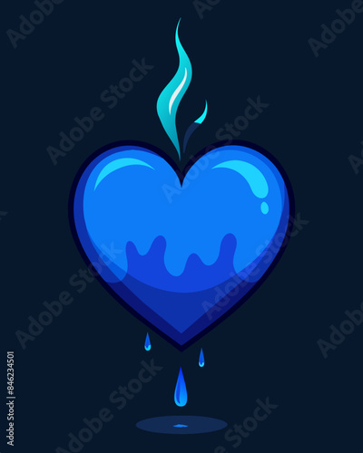 The gaslit heart burned with a bluetinged glow illuminating the depths of its owners sorrow.. Vector illustration