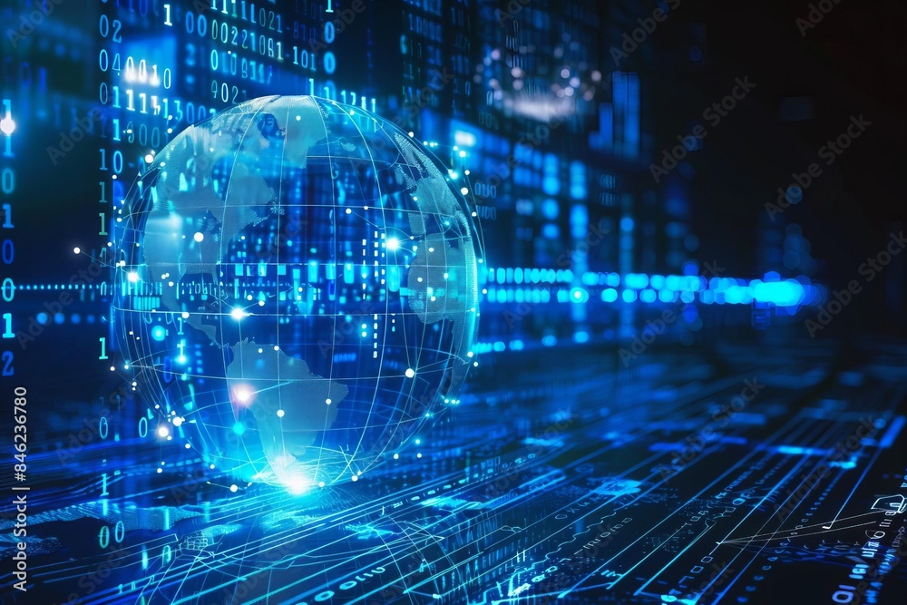 Globe with digital technology concept, Globe with digital technology concept,