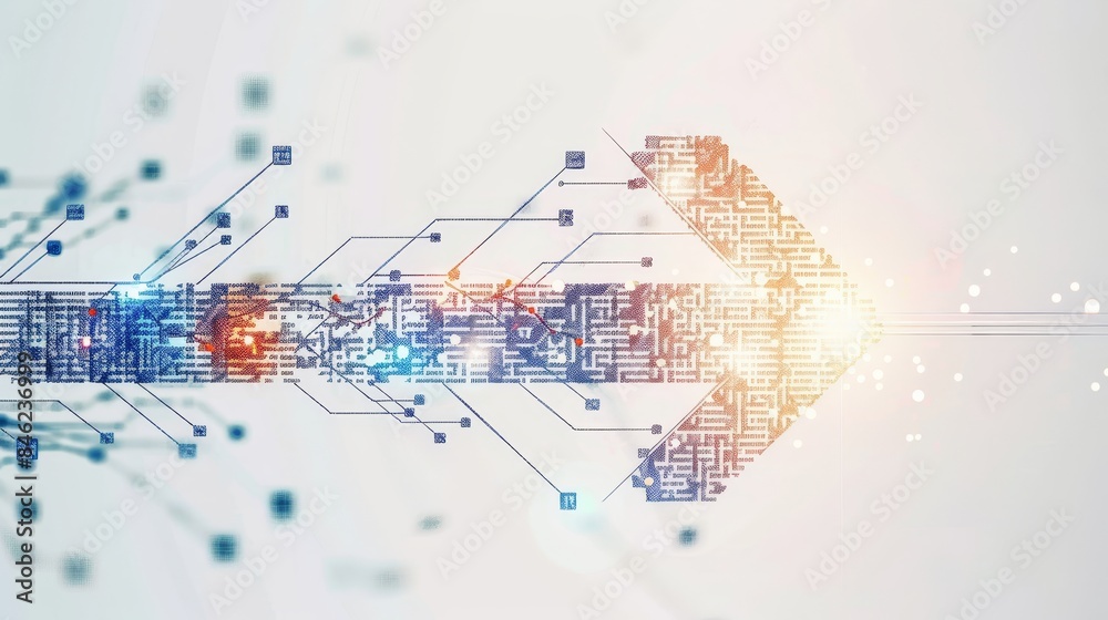 clipart. neural networks. Arrow in cyberpunk style on white background clipart. neural networks. Arrow in cyberpunk style on white background