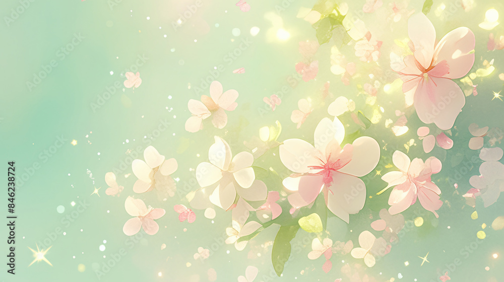 Pastel Pink Flowers with Sparkles, for Spring and Floral Design Pastel Pink Flowers with Sparkles, for Spring and Floral Design