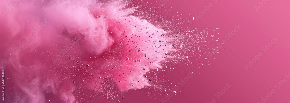 Obraz premium Abstract pink powder splatter background. Pink powder exploding
