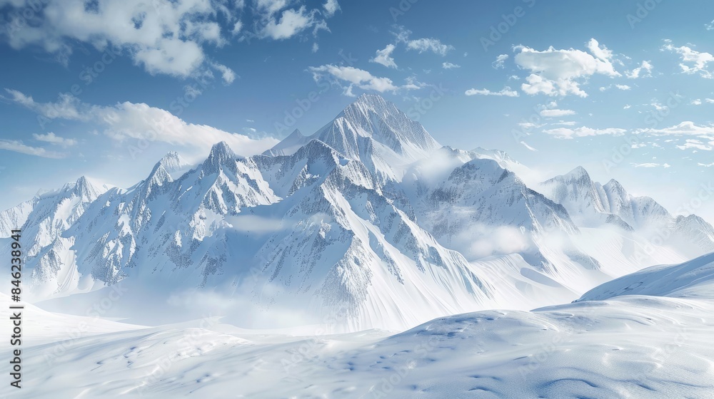 Snowy mountain skyline perspective Snowy mountain skyline perspective