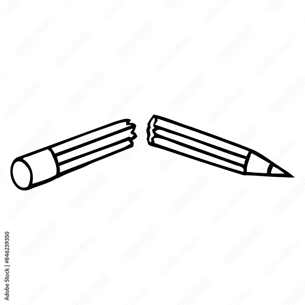broken pencil outline vector illustration broken pencil outline vector illustration
