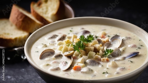 Creamy Mushroom, Carrot, and Bacon Chowder, A Rustic Meal Served on Wood