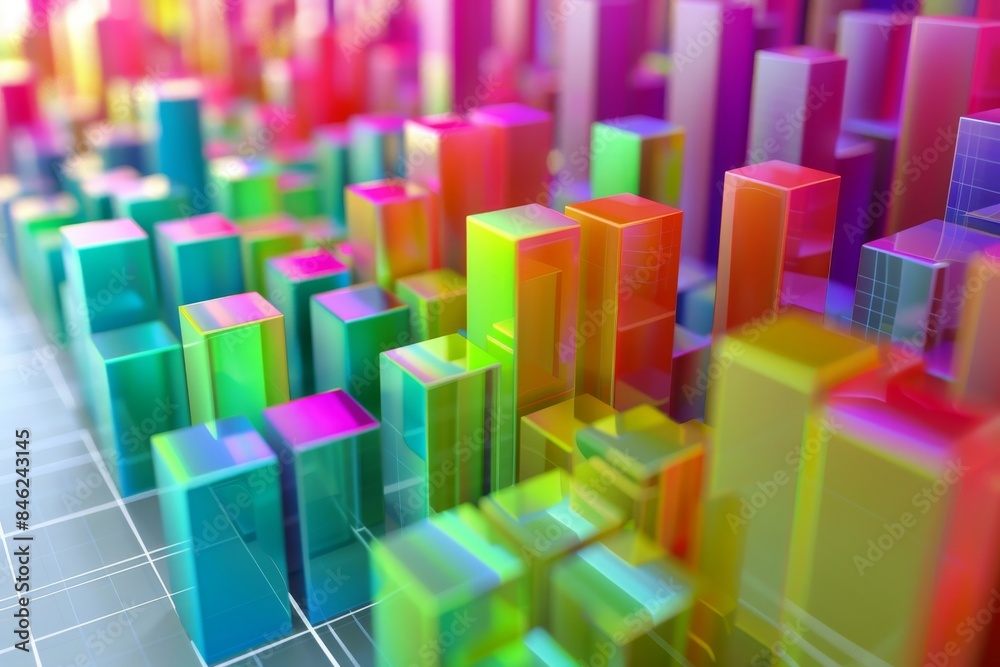 A colorful 3D graph representing data mining results in a business context A colorful 3D graph representing data mining results in a business context