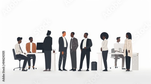 Clipart images on a white background for creating presentations. Office workers, 2d schedules, weekdays, meetings, office