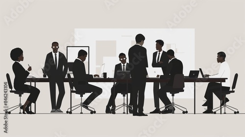 Clipart images on a white background for creating presentations. Office workers, 2d schedules, weekdays, meetings, office