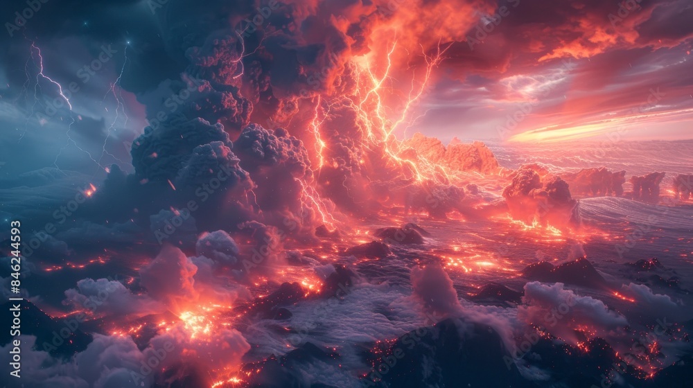 Experience the power of nature with a breathtakingly realistic depiction of thunder and lightning, crafted with ultra-realistic precision and acclaimed as an award-winning masterpiece Experience the power of nature with a breathtakingly realistic depiction of thunder and lightning, crafted with ultra-realistic precision and acclaimed as an award-winning masterpiece