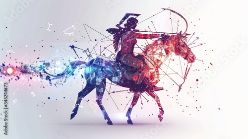the zodiac sign is a sagittarius or just an archer with a bow in blue and purple colors beautiful wallpapers in high resolution