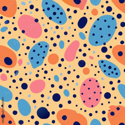 Seamless pattern of abstract dots and splatters with a playful, energetic vibe, Generative AI
