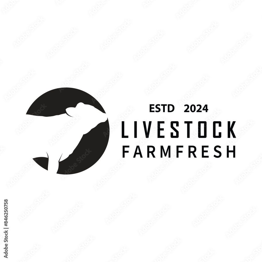Livestock Logo, Fram Garden Design, Cow Logo Vector Badge Longhorn Bull Cattle Vintage Label Template