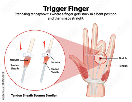 Detailed depiction of trigger finger condition