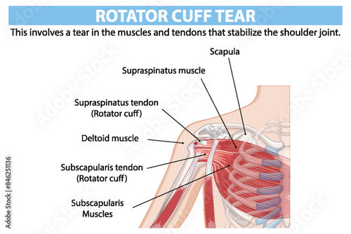 Detailed anatomy of shoulder rotator cuff tear