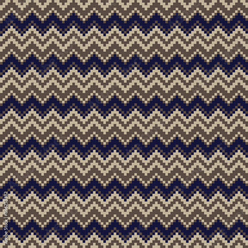 Neutral Colour Chevron Fair Isle Seamless Pattern Design