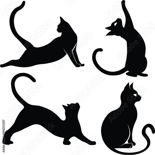 Minimalist cat silhouette, vector art,cat, cute cat