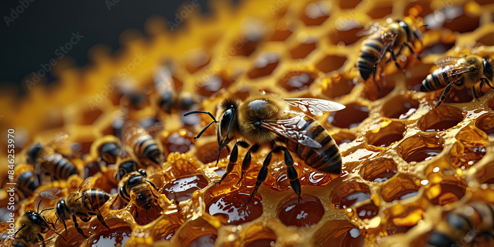 Wasps or Bees are producing honey in the nest Wasps or Bees are producing honey in the nest