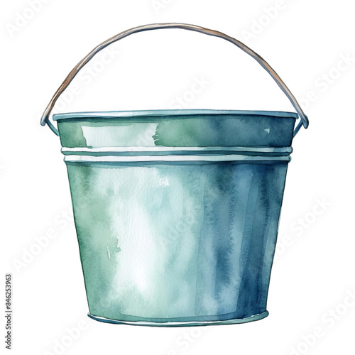 a Bucket clipart, mall supermarket element,watercolor illustratior, isolated on white background photo