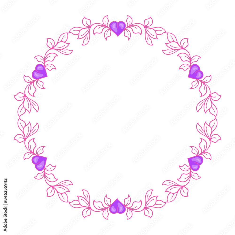 Hand drawn flat design hearts border and frame Hand drawn flat design hearts border and frame