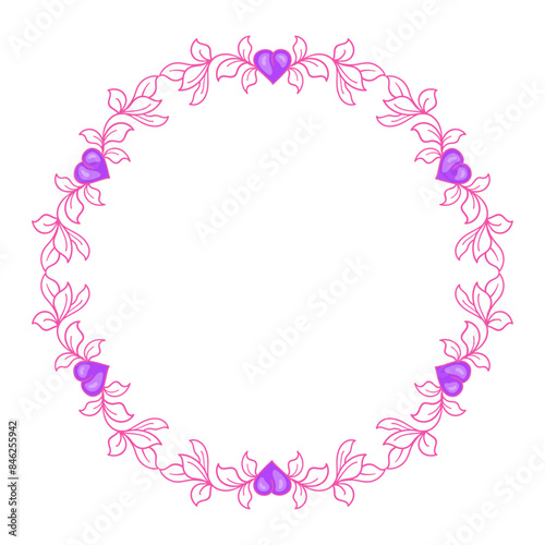 Hand drawn flat design hearts border and frame