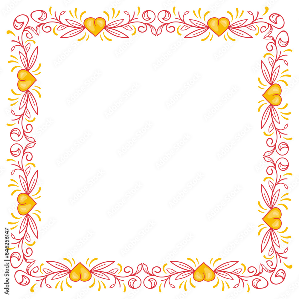 Hand drawn flat design hearts border and frame Hand drawn flat design hearts border and frame