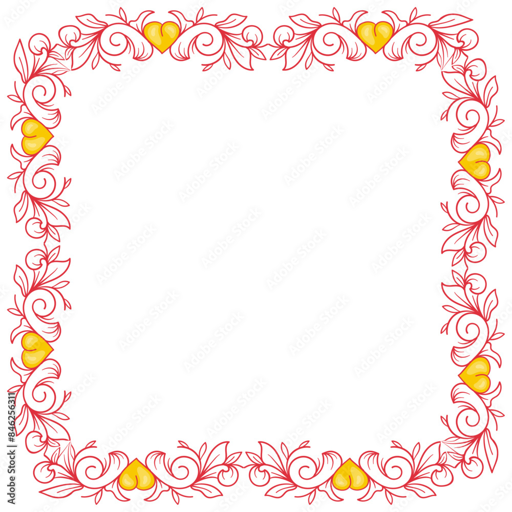 Hand drawn flat design hearts border and frame Hand drawn flat design hearts border and frame