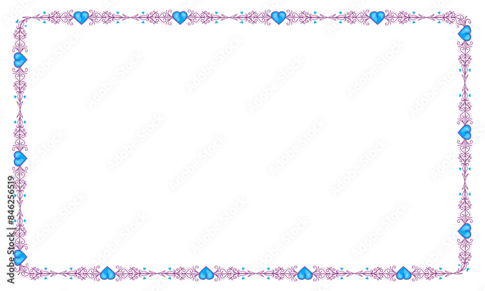 Hand drawn flat design hearts border and frame Hand drawn flat design hearts border and frame