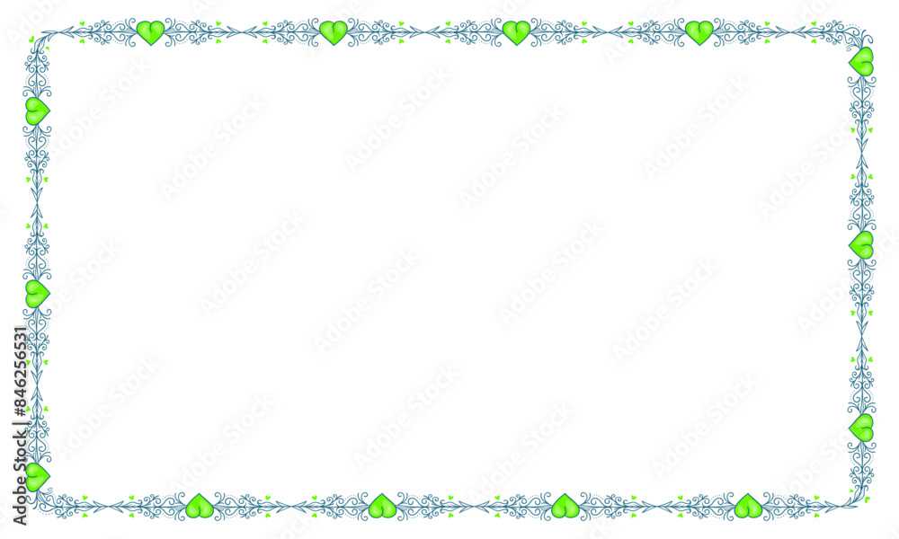 Obraz premium Hand drawn flat design hearts border and frame