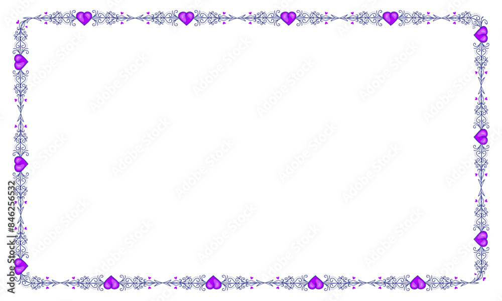 Hand drawn flat design hearts border and frame Hand drawn flat design hearts border and frame