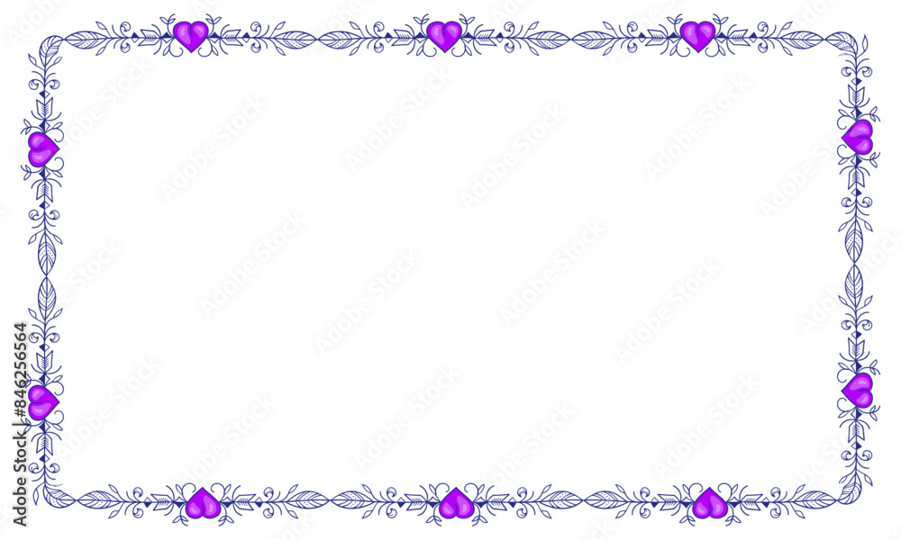 Hand drawn flat design hearts border and frame Hand drawn flat design hearts border and frame
