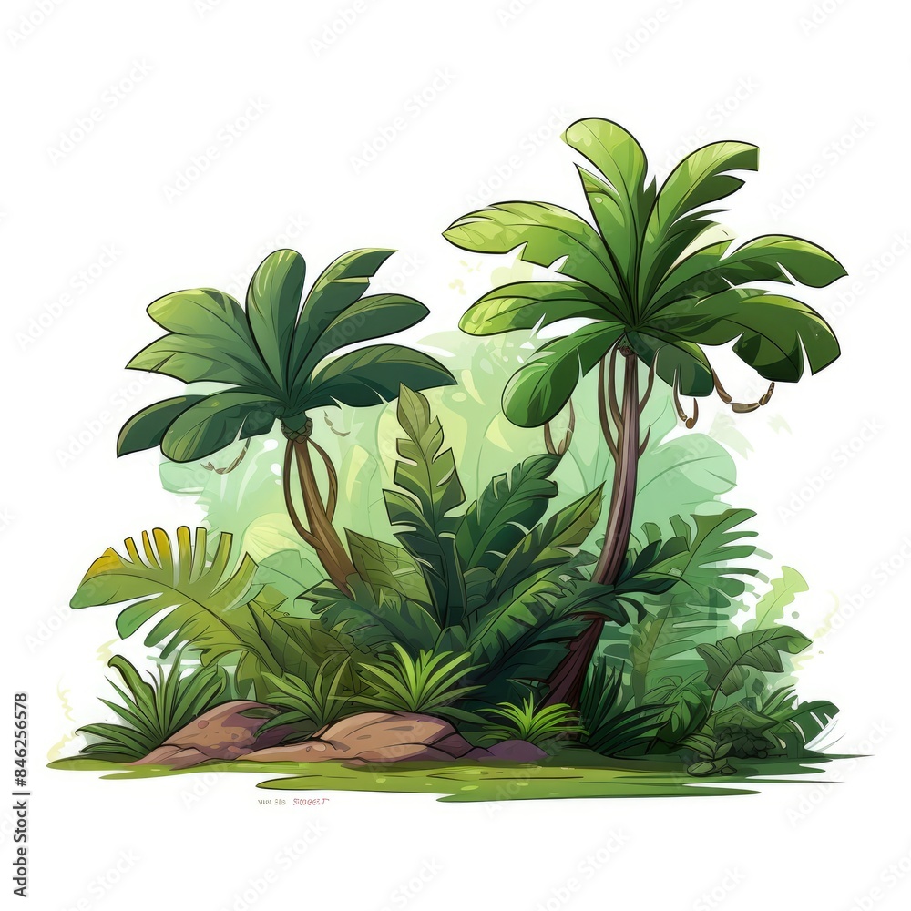 Vibrant Tropical Cartoon Vectors on White Vibrant Tropical Cartoon Vectors on White
