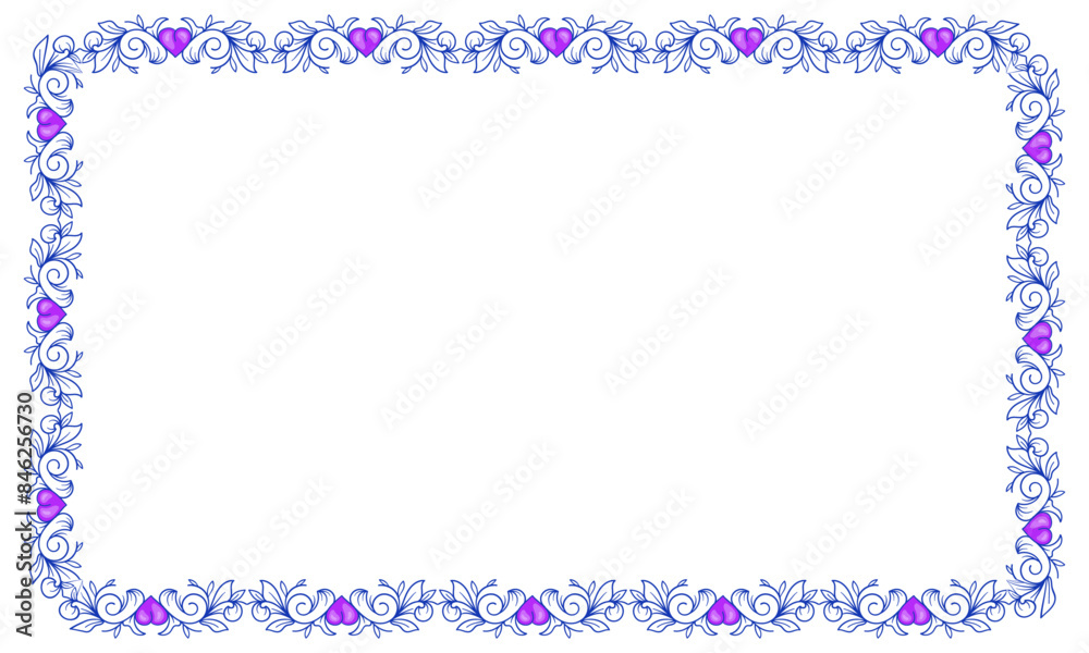 Hand drawn flat design hearts border and frame Hand drawn flat design hearts border and frame