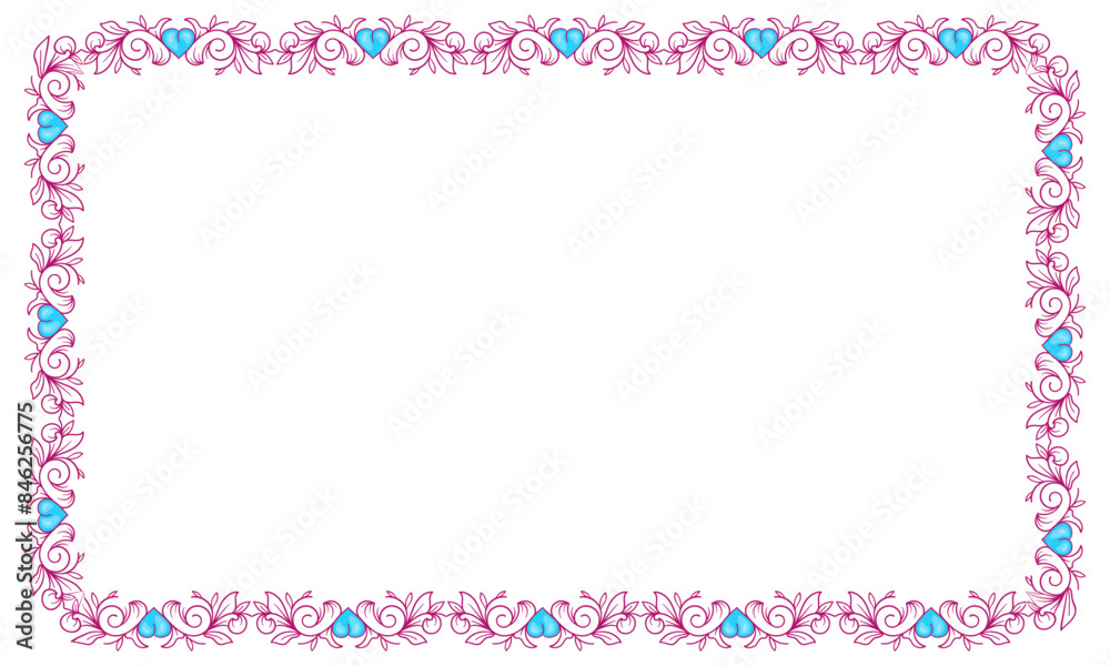 Hand drawn flat design hearts border and frame Hand drawn flat design hearts border and frame