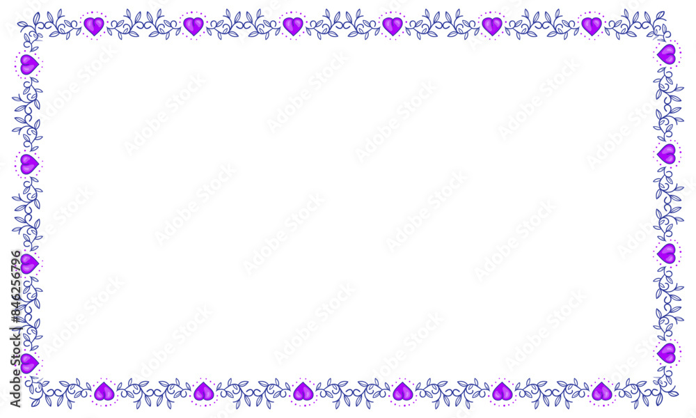 Hand drawn flat design hearts border and frame Hand drawn flat design hearts border and frame